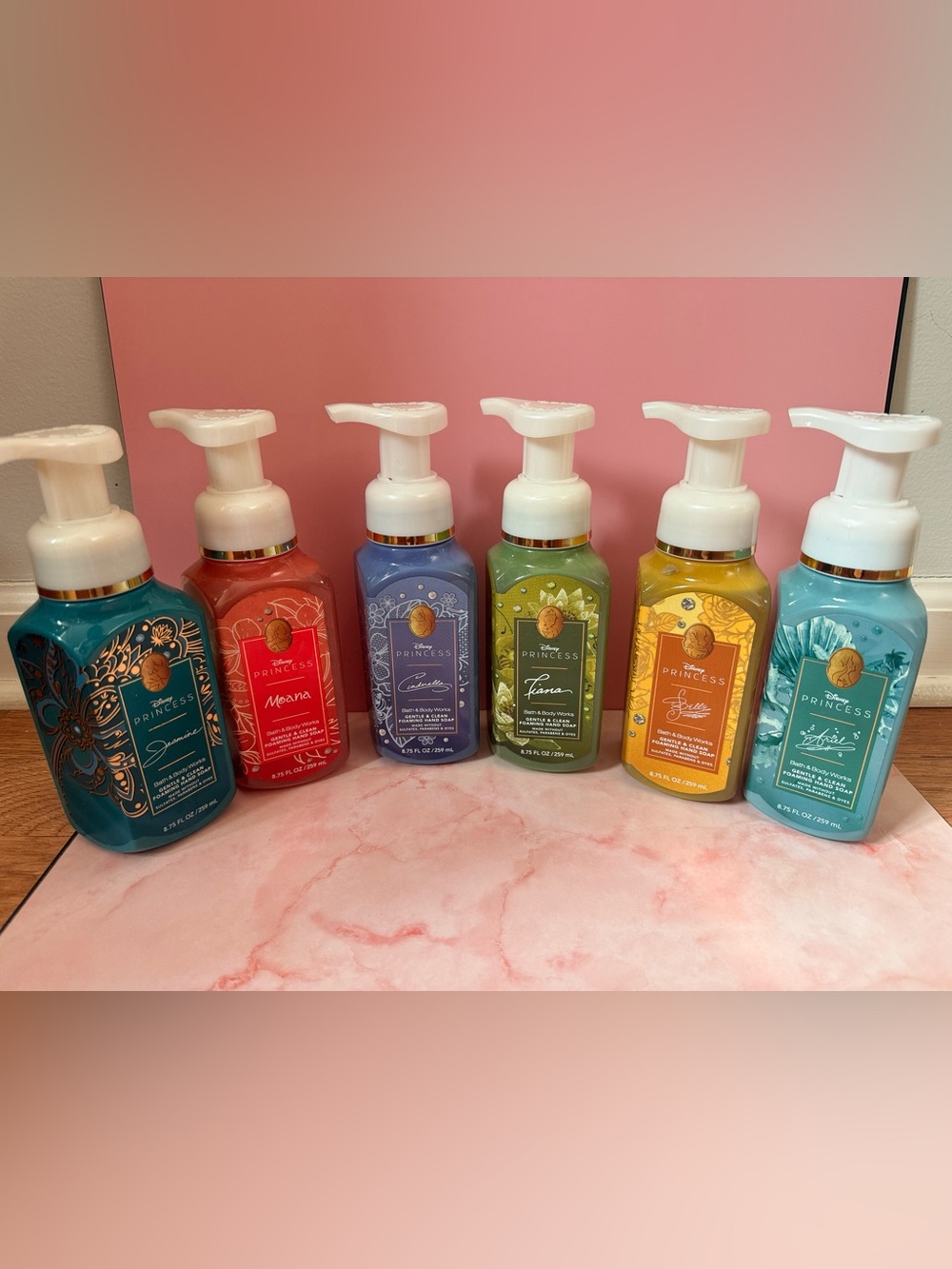 Disney Princess Foaming Hand Soap Set - Red, Blue, Green, Yellow Bottles